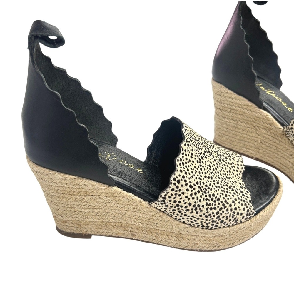 Matisse‎ Roma Espadrille Wedge Sandals Womens 7 Haircalf Leopard Print Boho